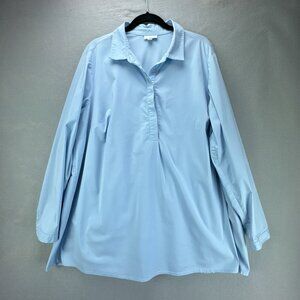 J Jill Blouse Top Womens XL Tall‎ Blue Pullover Stretch Collared Flowy Back